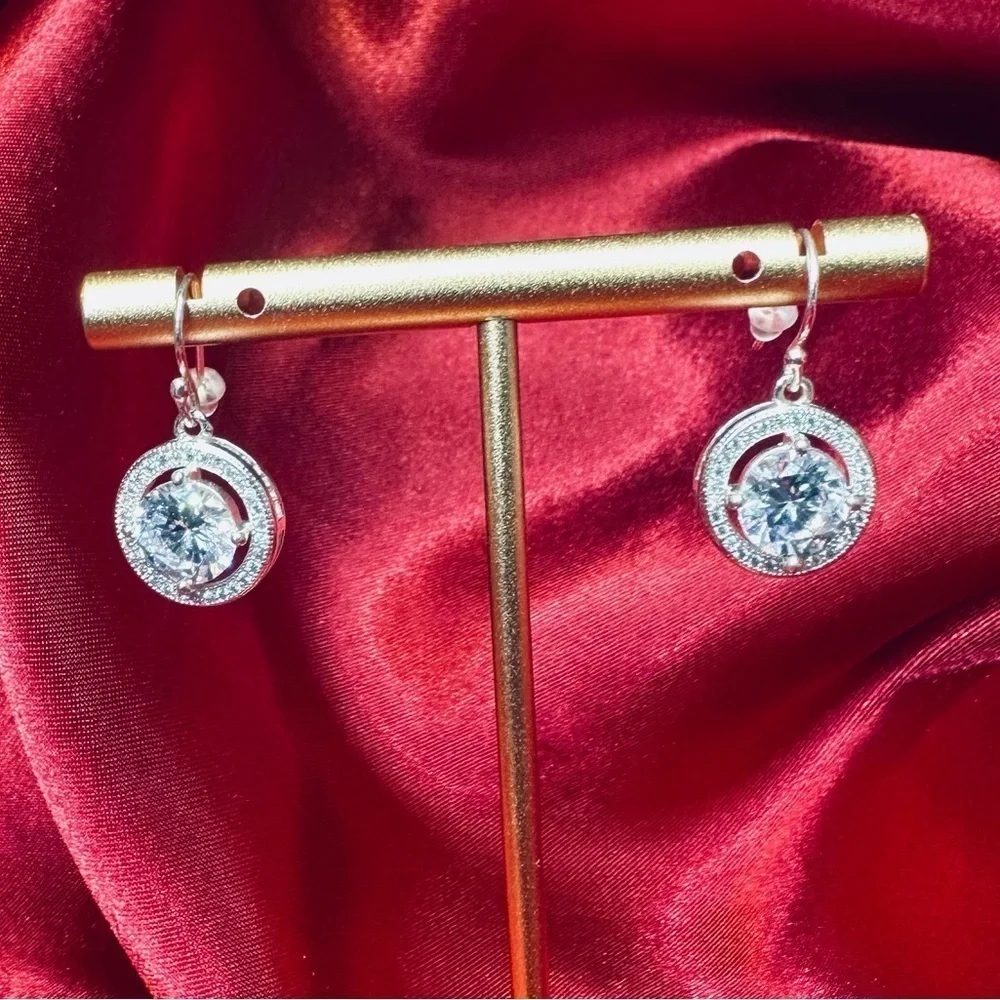 Crystal Drop Earrings with 925 Sterling Silver Hooks